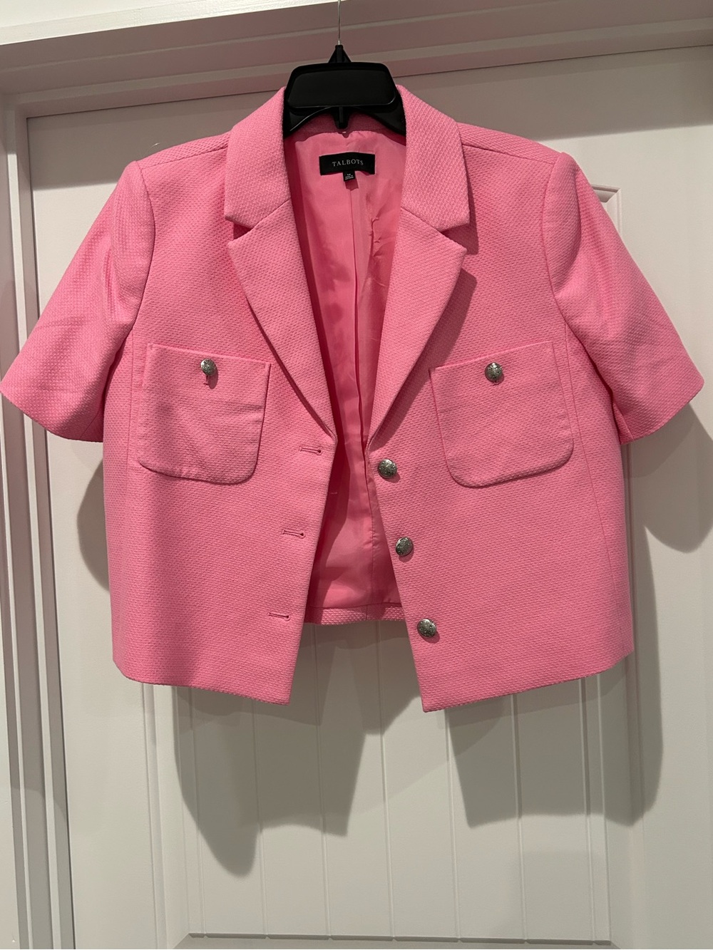 Talbots Pink Short-Sleeve Boxy Jacket